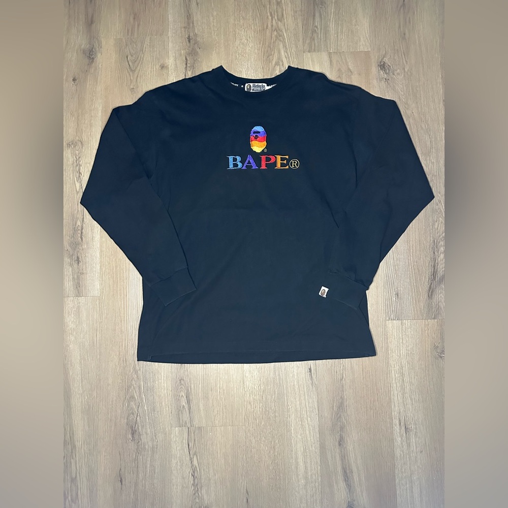 Bape Embroidery ‘Black’ Relaxed Fit Long-Sleeve T-Shirt